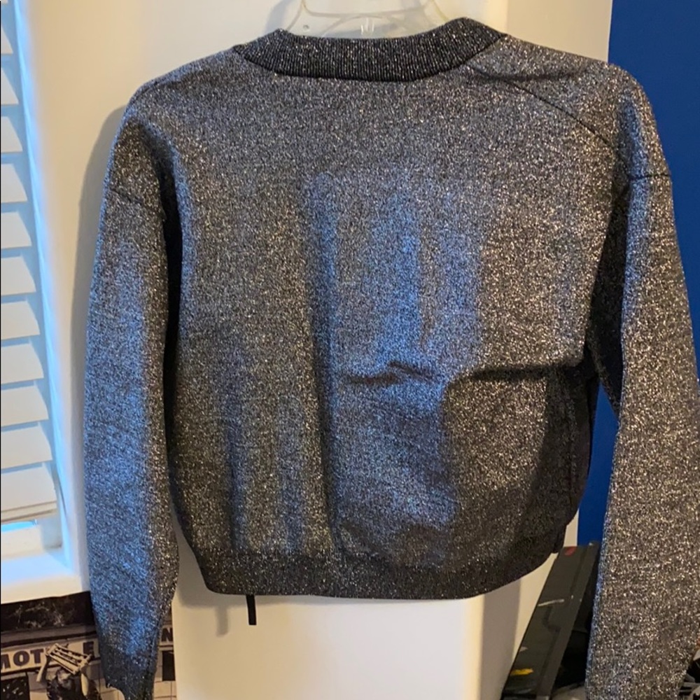 topshop silver bomber jacket us size 8 - Picture 2 of 3